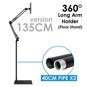 Tablet Phone Metal Stand Lazy Holder Bracket Adjustable Long Arm Floor Stand Clip For Smartphone Pad Tab Telephone Live Streaming Lazy Bracket Bedside 懒人落地支架