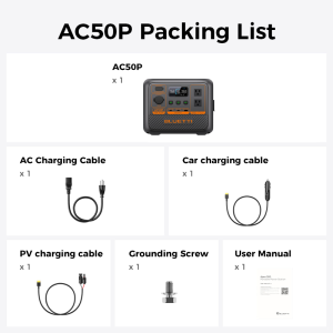 BLUETTI AC50P Portable Power Station with LairtPow T21W/ T60W / T100W / T200W Solar Panel Kit for Outdoor Camping Hiking
