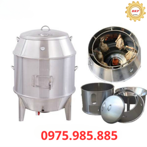 Lu nướng Inox  phi 100 cm lu nướng gà vịt cá thịt xá xíu lu quay heo gà vịt cá thịt xá xíu chạy than hoặc ga