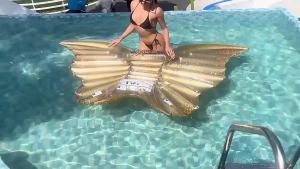 Floating mat floating bed inflatable float pool float swimming pool inflatable floating mat Internet celebrity outdoor white angel wings float inflatable large floating bed