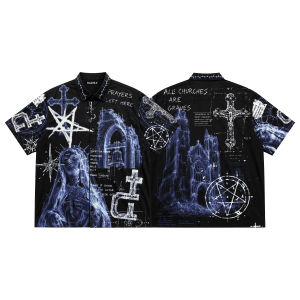 DGRAVE CREATIONS RELIQUARY FULL-PRINT BOXY-FIT BUTTON-DOWN POLO