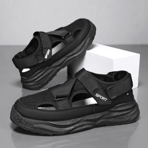 Korean beach sandals shoes for men casual rubber sandals breathable walking shoes fashion Platform sandals for men