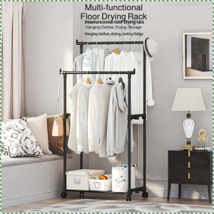 ราวตากผ้า มัลติฟังก์ชั่น ไม้แขวนเสื้อ ที่เก็บของแบบตั้งพื้น ถอดออกได้ รับน้ำหนัก เพิ่มขึ้น เสื้อโค้ท