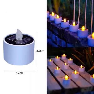 Keranixy Outdoor Solar Lantern Waterproof LED Candle Light Flameless Flickering Bulb Hanging Decor Garden Raya Lampu