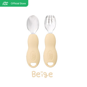 [Jammuk] Stainless Steel Baby Spoon & Fork – Easy Grip Storage Case Included