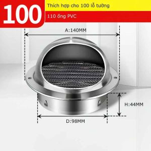 Nắp chụp thông hơi ngăn côn trùng chụp che mưa inox 100-150mm