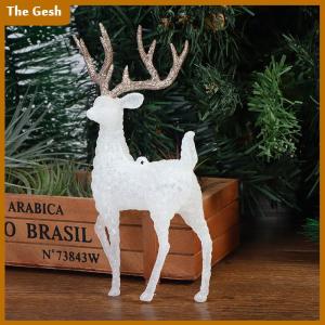 [The Gesh] คริสตัลกวางคริสต์มาสป่า Elk สีขาวแฟลชทองตกแต่งโต๊ะสำหรับบ้าน