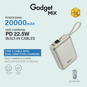 【CCC Certificate】Gadget MIX Diginut P-52 Nano Plus 20000mAh PD20W+22.5W Mini Powerbank With Wire Grey Titanium