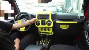 mv1 Car Yellow Interior Center Console Decoration Cover for Jeep Wrangler JK 2011 2012 2013 2014 2015 2016 2017 Accessories B9K4H