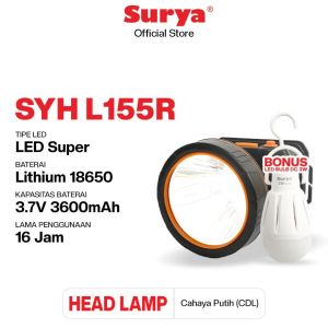 Surya Senter Cas Kepala Super Terang / Headlamp Outdoor LED Waterproof - SYH L155R - BONUS Bohlam
