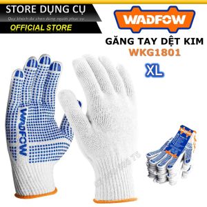 Găng tay lao động Wadfow WKG1801 bao tay dệt kim phủ hạt nhựa PVC size XL Găng tay len bảo hộ chống nắng sửa chữa