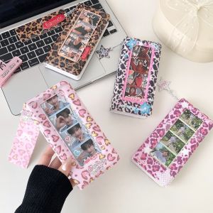 UNIITY 4 Pocket Photocard Binder Heart Pattern Leopard Print Card Collection Album Gifts Cute Style 4 Pocket Card Holder