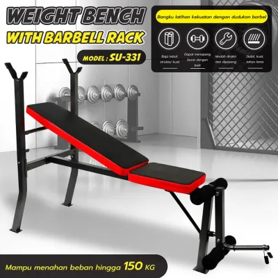 HTD Sport Bench Press Besa Adjustable Multi Gym Weight Bench Barbell Multifungsi