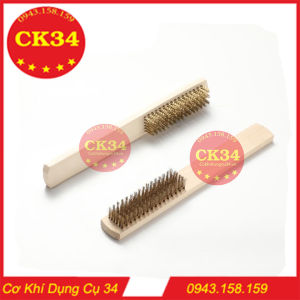 Bàn chải đánh gỉ sợi đồng thép mềm cán bằng gỗ chắc chắn chuyên dụng chà rửa lốc máy đầu bò xe vệ sinh đầu in máy in