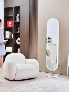 Stand Mirror Dressing Mirror Standing Mirror Full Length Mirror Stand Full Body LED panel rotating storage for bedroom