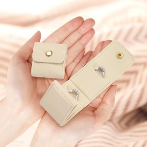 OKEY SHOP Ring Necklaces Earring Jewelry Organizer Leather light Travel Portable jewelry storage bag Leather