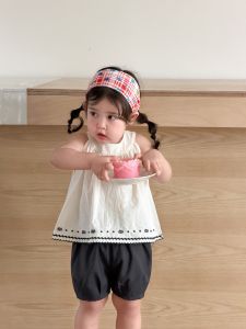 Girls Vest Doll Shirt and Shorts Set - Summer Thin Style 2026 Korean-style childrens clothing baby summer outfits childrens summer styles