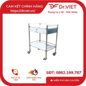 Xe đẩy dụng cụ y tế 2 tầng có hộc - Tối Ưu Hóa Lưu Trữ và Di Chuyển Dụng Cụ Y Tế với Xe Đẩy 2 Tầng