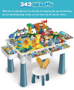 Bộ bàn ghế lắp ghép đa năng BBT GLOBAL TẶNG bộ xếp hình 342 chi tiết A213-7