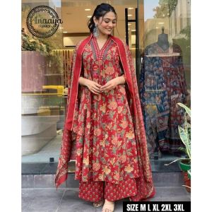 Designer Cotton Anarkali Gown Set For Women By inaaya Fabric