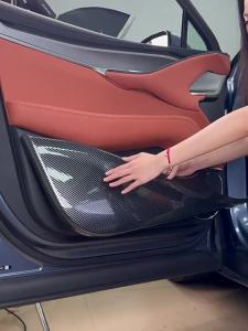 kkmf For BYD Sea Lion 07 EV Carbon Fiber Patterned Door Kick Plate Interior Modification Car Door Protection Panel Accessories 6B2Z9