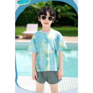 Bộ Đồ Bơi Bé Trai Gym Thể Thao Ngắn Tay YUKE-YY2431 Quần 2 Lớp Co Giãn