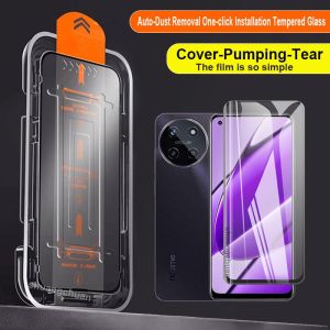 For Realme 11 4G Tempered Glass Realme 5 6 7 8 9 10 11 12 Auto-Dust Removal One-click Installation Tempered Glass Screen Protector Realme C51 C53 C55 C61 C63 C65 C67