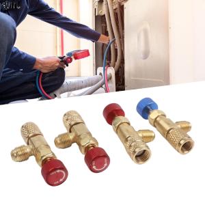 Gracekarin 4PCS AC Safety Valve Kit For R22 R32 R410 Brass Quick Connect Adapter 1/4 5/16 Inch HVAC Repair Tool Set NEW