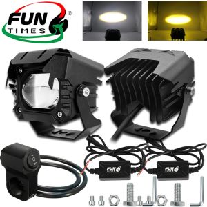 V7Pro Dual Color LED Motorcycle Light with Switch & Ballast White High + Yellow Low Beam Full Set