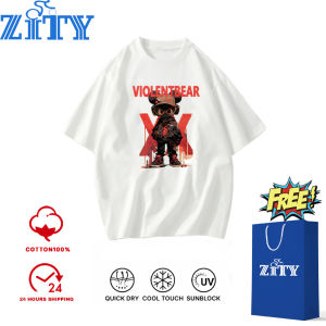 ZITY เสื้อยืดผู้ชายไซส์ใหญ่ 100% Cotton ลาย Violent Bear คอกลม ผู้ชาย-ผู้หญิงใส่ได้ เสื้อยืด Oversized T-shirt​