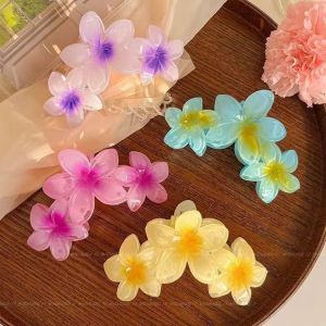 Abadi Mall Jedai Viral Kamboja 3in1 | Jepit rambut bunga kamboja 3 bunga Hawaii penangkap plumeria besar aksesori rambut klip hiu rambut belakang