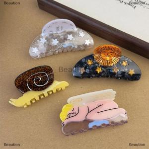 [COD] Beaution Creative Funny Acetate Sunflower Star Snail Hair Clip Claw For Women Medieval Sun Female Shark Hairpin Hair Accessories Tool