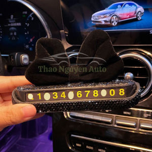 Bảng Gắn Số Điện Thoại Dừng Đỗ Xe Trên Taplo Ô Tô Đính Đá Mix Nơ Cao Cấp ( 2 Màu Lựa Chọn )