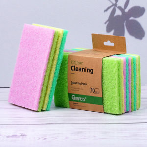 10pcs Microfiber Sponge Kitchen Dishwashing Cleaning Cloth Pan Pot Scouring Pad Reusable Dishwashing Towel