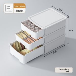 GLOBECART 3pcs/Set Stackable Underwear Storage Box Drawer Type Large Capacity Combination Storage Cabinet  Clothes Organizer Bra Socks