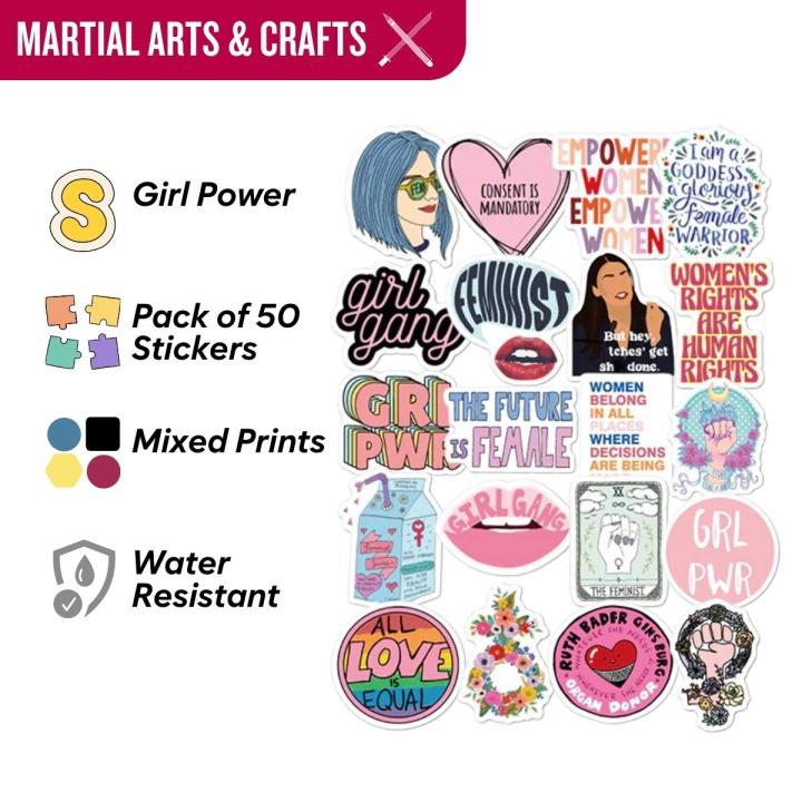 Girl Power Computer Sticker Girl Power - Laptop and Cellphone Glossy Finish PVC Stickers (Set of 50 ...