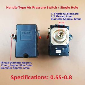 BISCUSM 90-120 PSI Handle Pressure Switch Replacement Parts 220V Air Pressure Controller Stable 1 Ports Horizontal Control Valve Air Compressor