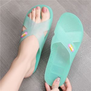Free Shipping Spring And Summer Odor-Resistant WomenS Quick-Drying Indoor Slippers For Home Use Bathroom Slippers Jelly Crystal Non-Slip Flip-Flops Durable Dorm Slippers