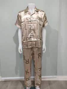 AO Clothing Shop ชุดนอนผ้าซาติน รอบอก46นิ้ว ชุดนอนแขนสั้นขายาว ชุดนอนไซส์ใหญ่ ชุดนอนผู้ชาย