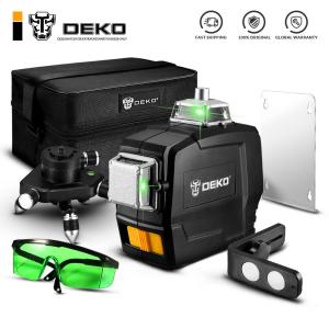 DEKO DKLL12PB1 12 Lines 3D Green l*Aser Level Horizontal and Vertical Cross Lines with Auto Self-Leveling Indoors and Outdoors (Not Include Tripod)