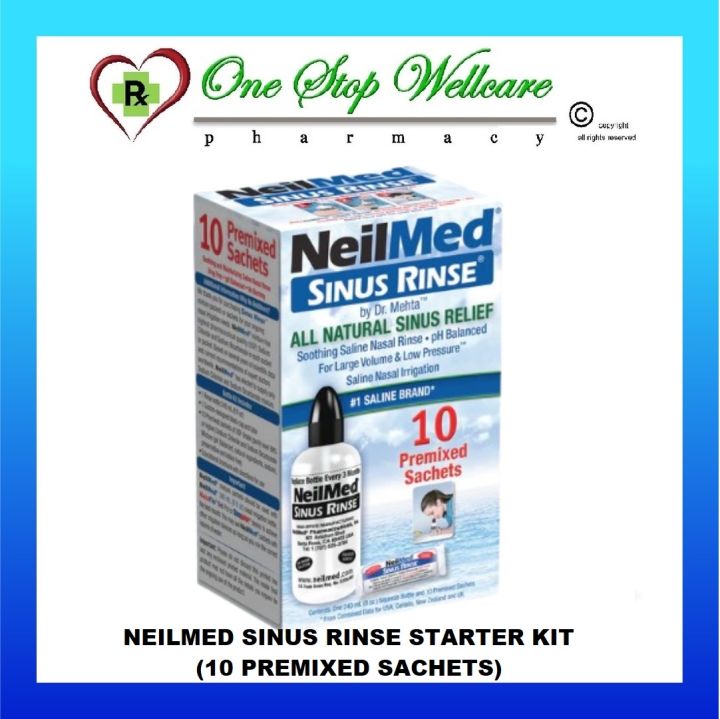 NEILMED SINUS RINSE STARTER KIT (10 PREMIXED SACHETS) (EXP:10/2027 ...