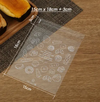 100pcs OPP Self adhesive bag Bakery plastic bag Bread Candy Cookie Dried Fruit Handmade Items packaging-Plastik roti