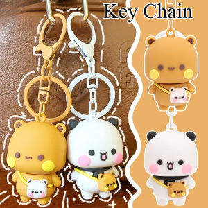 New Panda Cloth and Il Pendant Keychain Backpack Charm Cute Cartoon Bear Doll Anime Keychain