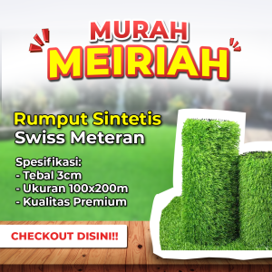 Rumput Sintetis Meteran 200x100 Swiss 3 cm Untuk Taman Indoor Murah