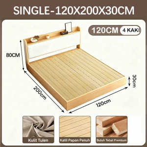 Floor-standing Solid Wood Bed With Soft Backrest Simple And Modern 1.8m Double Bed For Home Bedroom