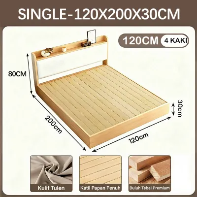 Floor-standing Solid Wood Bed With Soft Backrest Simple And Modern 1.8m Double Bed For Home Bedroom