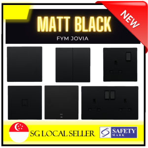 Matt Black Frameless Bordeless Switch Socket FYM Jovia 1G 2G 3G 1Way 2Way Single Double Socket Door Bell 16A 20A 13A [SG Seller]
