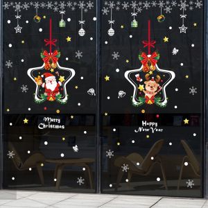 COMBO-Decal trang trí NOEL HÍT TĨNH ĐIỆN - Rèm Trang Trí Ngôi Sao Ông Già Noel Và Tuần Lộc(2 tấm) - CDN79