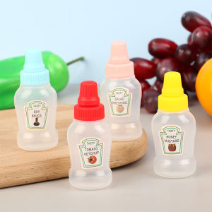 [tianjunmaoyi] 4Pcs set Mini Sauce Bottle Ketchup Honey Salad Containers Bottles Portable Sauce Jars Storage Lunch Box Dressing Dispensers