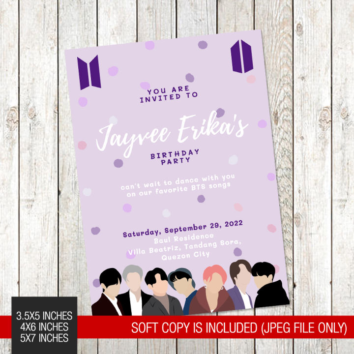 10pcs BTS BT21 Themed Birthday Invitation Card B192 | Lazada PH